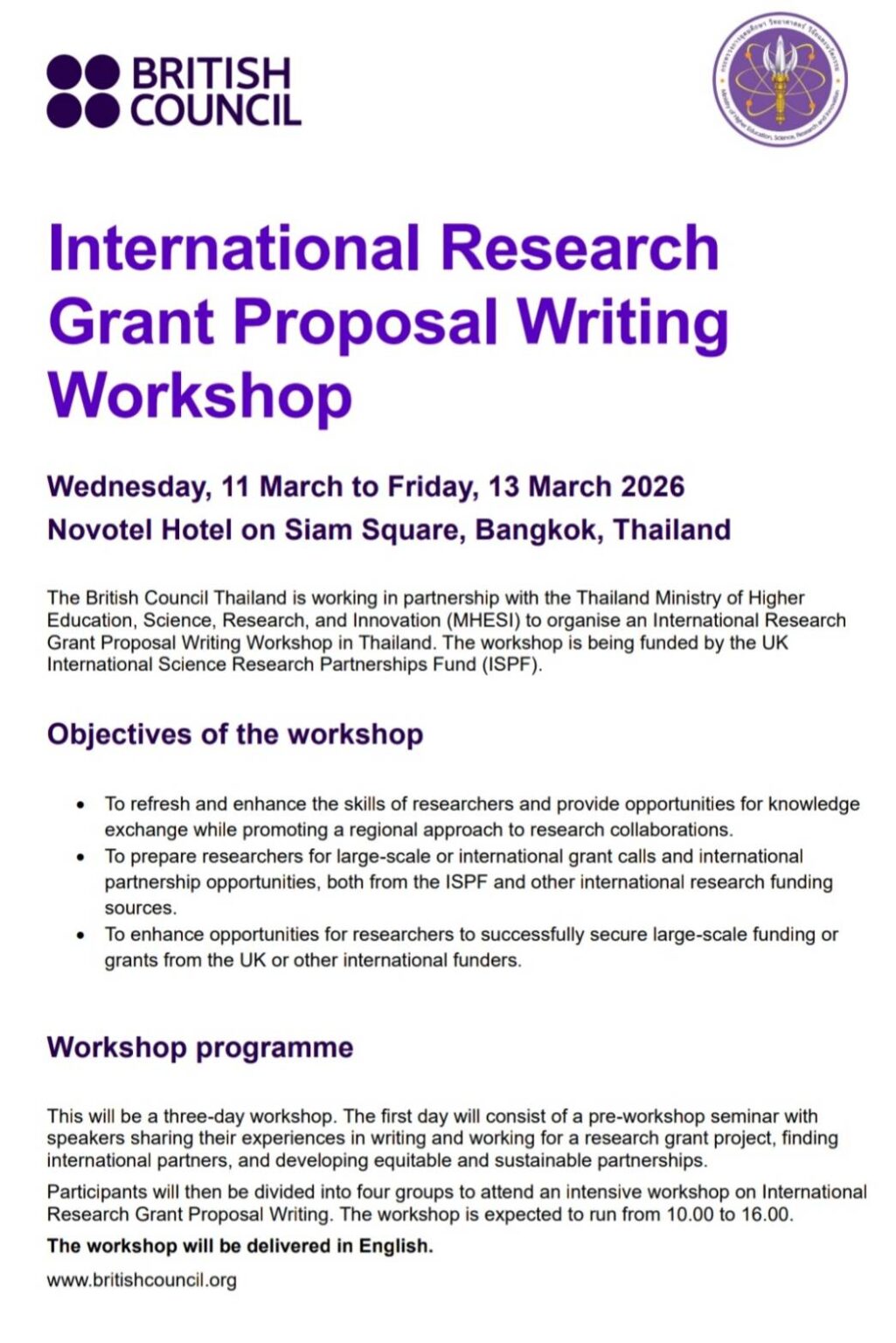อบรม International Research Grant Proposal Writing workshop - สำนักงาน ...
